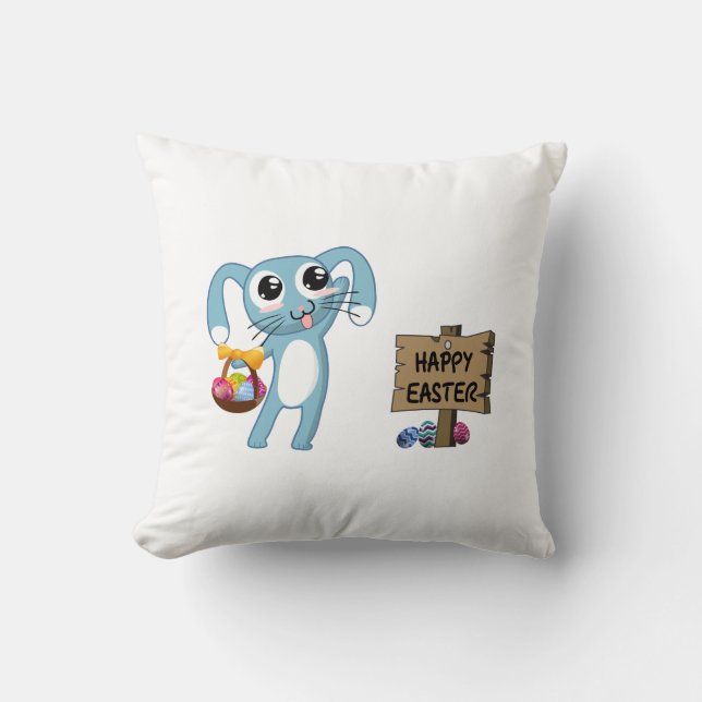 Pasen Bunny wenst Happy Pasen Kussen (Voorkant)