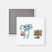 Pasen Bunny wenst Happy Pasen Magneet (Voorkant / Achterkant)