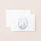 Pasen Bunny Wish Silver Folie Kaarten (Voorkant met envelop)