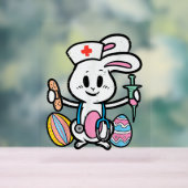 Pasen Bunny Zurse Stethoscope Cute Rabbit Scrub Acryl Bord (Neutraal)