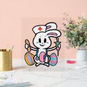 Pasen Bunny Zurse Stethoscope Cute Rabbit Scrub Acryl Bord (Huwelijk)