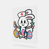 Pasen Bunny Zurse Stethoscope Cute Rabbit Scrub Acryl Bord (Hoek)