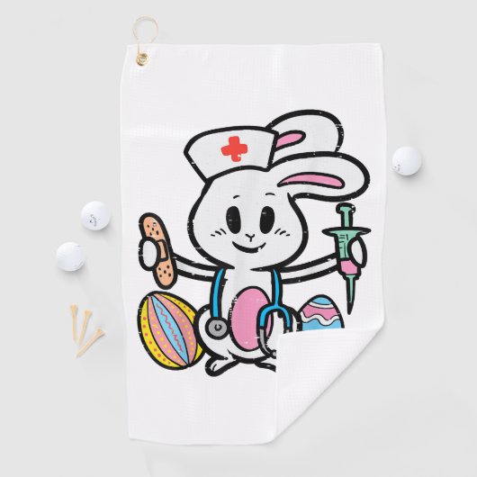 Pasen Bunny Zurse Stethoscope Cute Rabbit Scrub Golfhanddoek (Insitu)