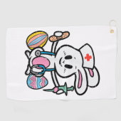 Pasen Bunny Zurse Stethoscope Cute Rabbit Scrub Golfhanddoek (Horizontaal)