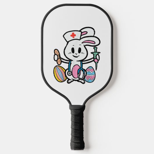 Pasen Bunny Zurse Stethoscope Cute Rabbit Scrub Pickleball Paddle (Voorkant)