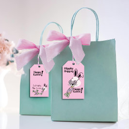 Pasen Cadeaubijsluiter Retro Flower Power Konijn Cadeaulabel