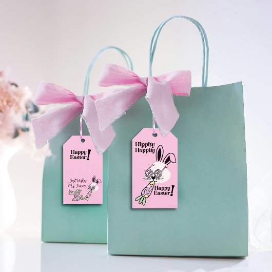 Pasen Cadeaubijsluiter Retro Flower Power Konijn Cadeaulabel