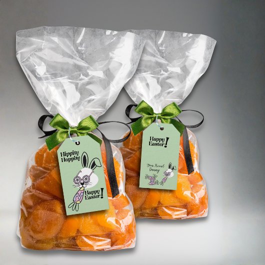Pasen Cadeaubijsluiter Retro Flower Power Konijn Cadeaulabel