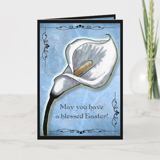 Pasen Calla Lily (gepersonaliseerd) Feestdagen Kaart (Voorkant)