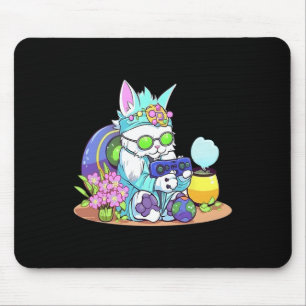 Pasen Cat Bunny Grappige Gamer Video Game Jongens  Muismat