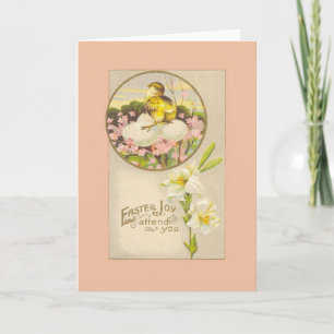 Pasen - Chick & Eggs Up a Tree - Antiek Briefkaart