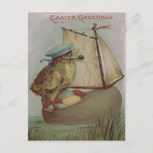 Pasen Chick Ei Zeil Schip Schoen Feestdagenkaart (Voorkant)