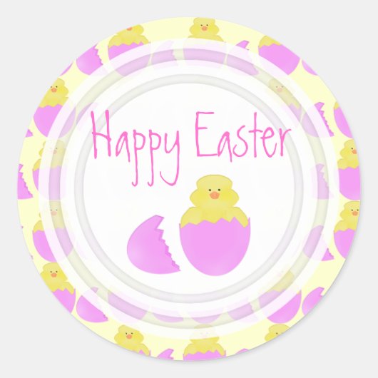 Pasen Chick: Gelukkige Pasen Stickers (Voorkant)
