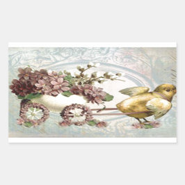 Pasen Chick Winkelwagen Vol Lilacs Rechthoekige Sticker