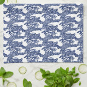 Pasen Chinoiserie Blue White Rabbit Bunny Pattern Theedoek (Gevouwen)
