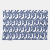 Pasen Chinoiserie Blue White Rabbit Bunny Pattern Theedoek (Horizontaal)