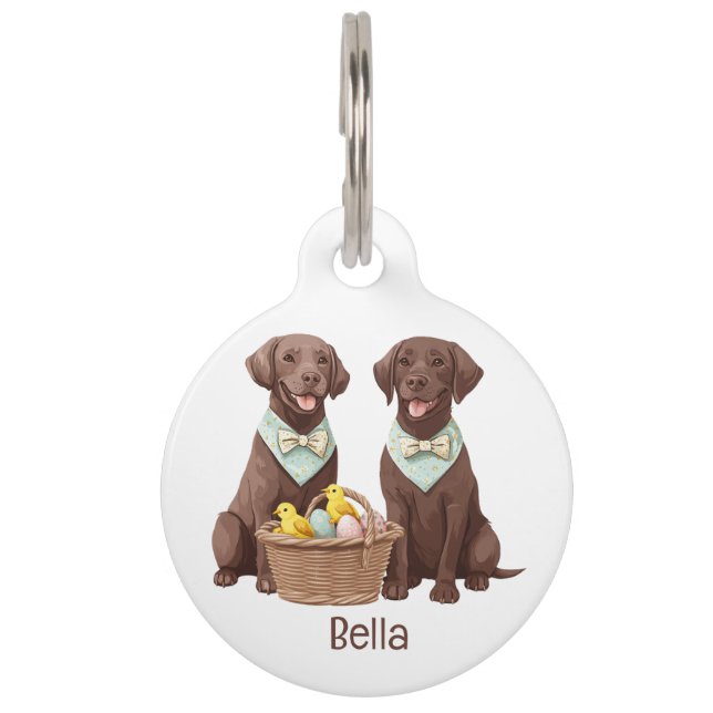 Pasen Chocolade Labrador Retriever Honden Huisdierpenning (Voorkant)