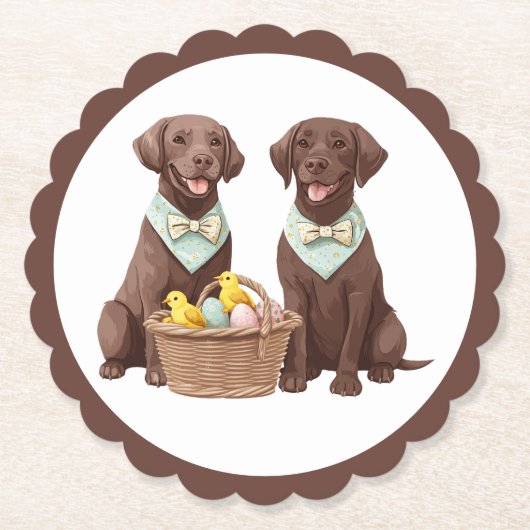 Pasen Chocolade Labrador Retriever Honden Kartonnen Onderzetters (Voorkant)