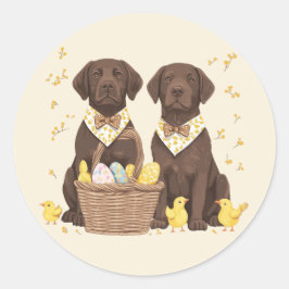 Pasen Chocolade Labrador Retriever Honden Ronde Sticker
