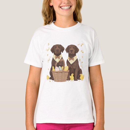 Pasen Chocolade Labrador Retriever Honden T-shirt (Voorkant)