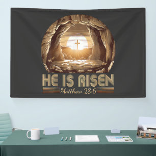 Pasen christelijk Hij is opgestaan Jezus Spandoek