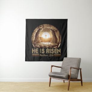 Pasen christelijk Hij is opgestaan Jezus Wandkleed