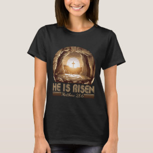 Pasen Christelijk Hij Is Opgewekt Jezus Leeg Graf T-shirt