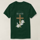 Pasen Christelijk Hij is Risen Jesus Happy Cross F T-shirt (Design voorkant)