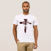 Pasen Christelijk kruis HIJ IS RISEN T-shirt (Voorkant volledig)