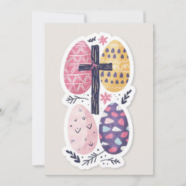 Pasen Christelijke Kaart, Paaseieren en Jezus Krui Feestdagenkaart
