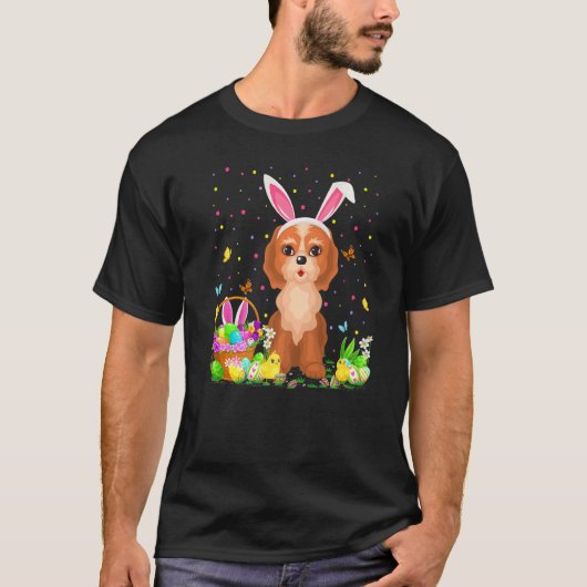 Pasen Cockapoo Dog Bunny Egg Hunting Cockapoo Eas T-shirt (Voorkant)