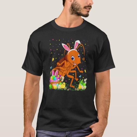 Pasen Cockroach Bunny Egg Hunting Cockroach Easte T-shirt (Voorkant)