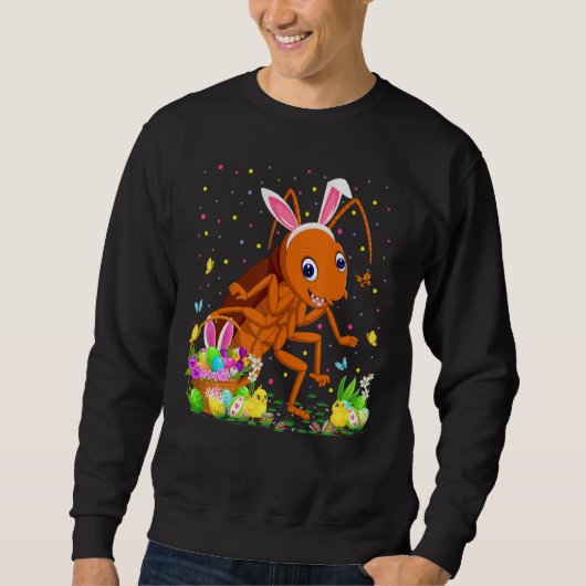 Pasen Cockroach Bunny Egg Hunting Cockroach Easte Trui (Voorkant)