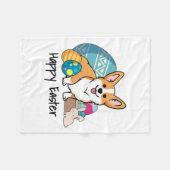Pasen Corgi Hond Gelukkig Pasen Fleece Deken (Voorkant (Horizontaal))