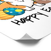 Pasen Corgi Hond Gelukkig Pasen Poster (Hoek)