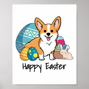 Pasen Corgi Hond Gelukkig Pasen Poster