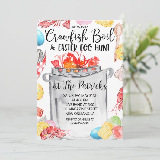 Pasen Crawfish Boil Uitnodiging (Staand voorkant)