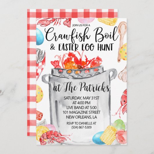 Pasen Crawfish Boil Uitnodiging (Voorkant / Achterkant)