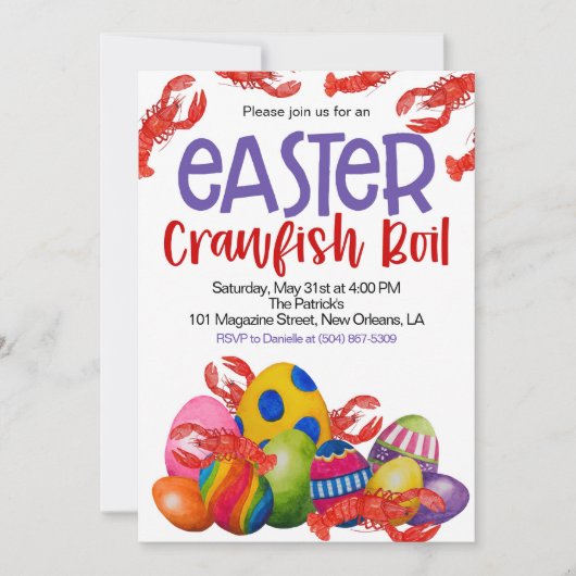 Pasen Crawfish Boil Uitnodiging (Voorkant)