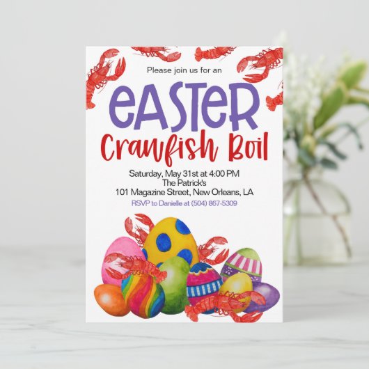 Pasen Crawfish Boil Uitnodiging (Staand voorkant)