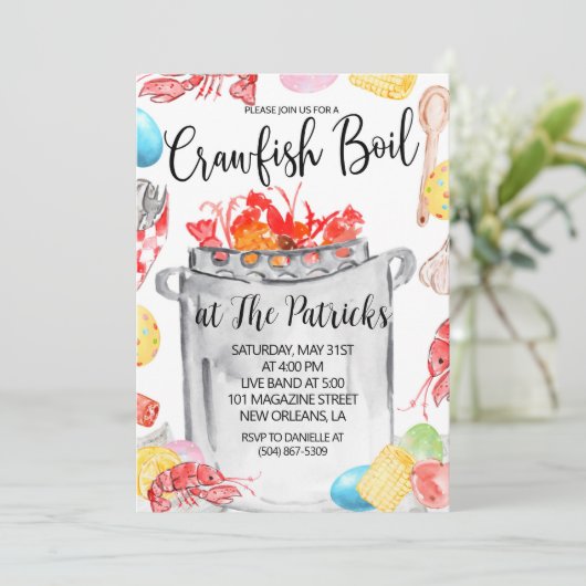 Pasen Crawfish Boil Uitnodiging (Staand voorkant)