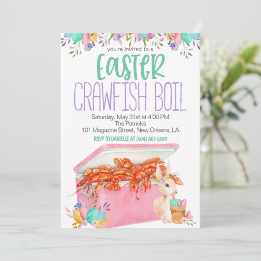Pasen Crawfish Boil Uitnodiging (Staand voorkant)