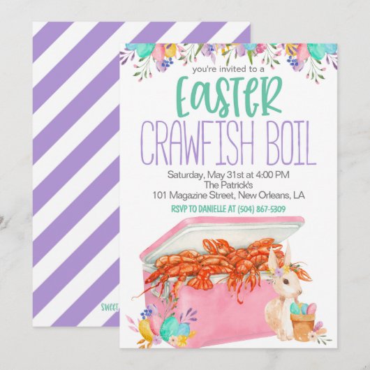 Pasen Crawfish Boil Uitnodiging (Voorkant / Achterkant)