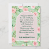 Pasen Custom Foto Pastel Roze & Groene Bloemen Feestdagenkaart (Achterkant)