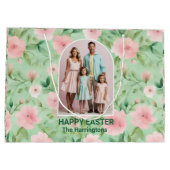 Pasen Custom Foto Pastel Roze & Groene Bloemen Groot Cadeauzakje (Achterkant)