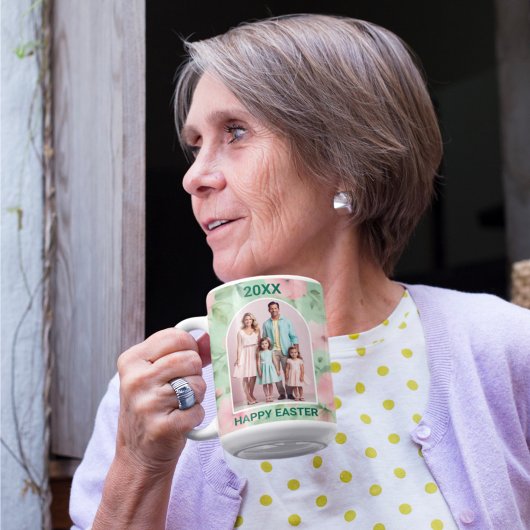 Pasen Custom Foto Pastel Roze & Groene Bloemen Koffiemok