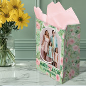 Pasen Custom Foto Pastel Roze & Groene Bloemen Medium Cadeauzakje
