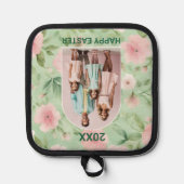 Pasen Custom Foto Pastel Roze & Groene Bloemen Pannenlap (Voorkant)