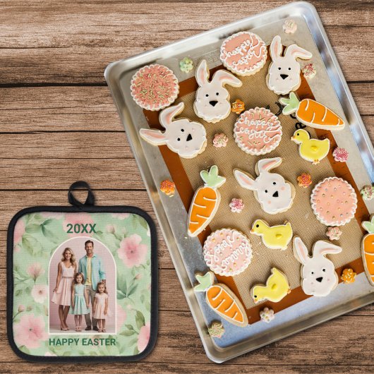 Pasen Custom Foto Pastel Roze & Groene Bloemen Pannenlap