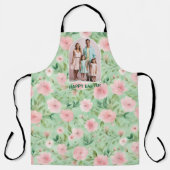 Pasen Custom Foto Pastel Roze & Groene Bloemen Schort (Voorkant)